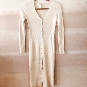 White ribbed midi dress